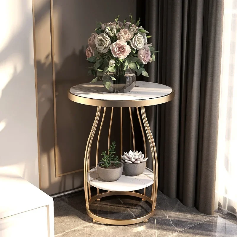 Simple Modern Bedside Table Beside Luxury Sofa Nordic Round Small Table Sitting Room Sofa Small Tea  Double Corner Table