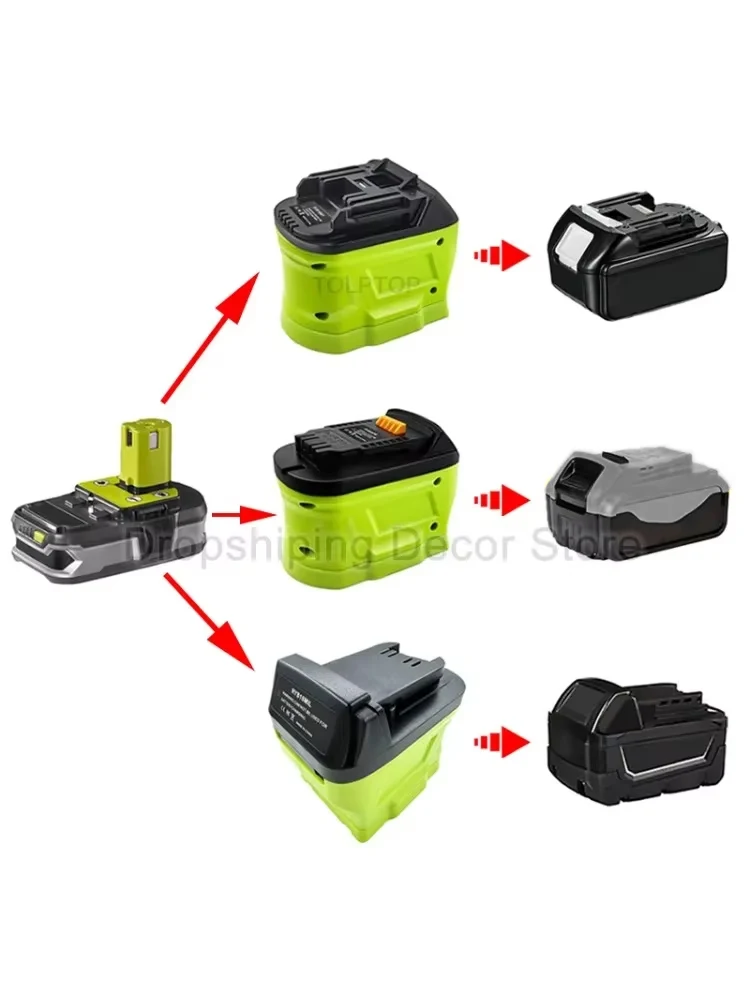 Convertisseur adaptateur de batterie pour batterie Ryobi 18V, conversion en batterie Li-ion 18V 20V Makita/Dewalt/Milwaukee, utilisation d'outils électriques