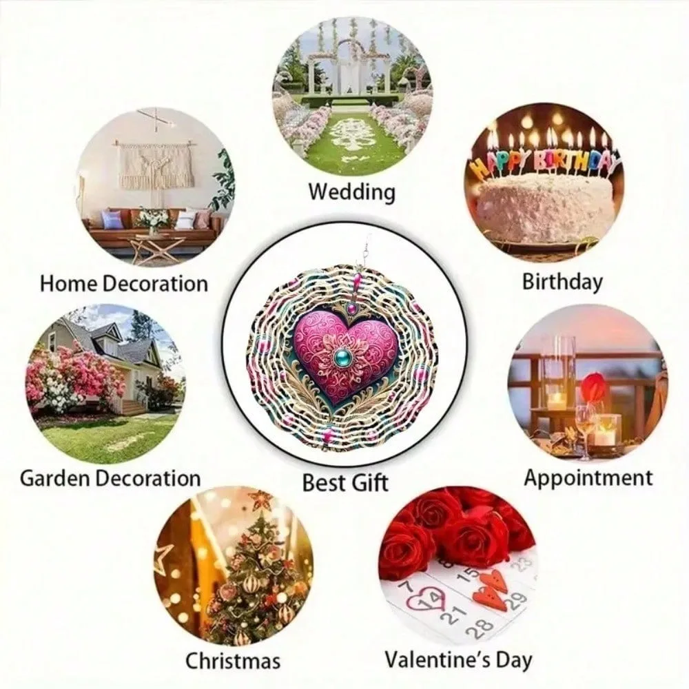 CIFBUY Wind Chimes Metal Outdoor Garden Decor Waterproof Rustproof 3D Heart Art for Patio Lawn Yard Home Decor