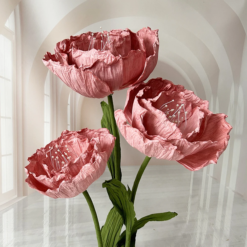 3-teiliges Set Riesige Blumen Mohnblumen Papierblumenkopf Hochzeitswegführung Blumendekoration für Events Party Kulisse Bühne Schaufensterdekoration Mohnblumen – Detail 7
