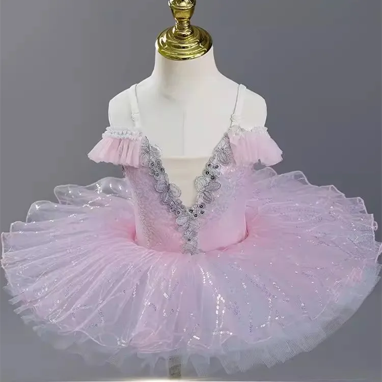 Children Professional Ballet Dress Green Ballet Tutu Kids Costume Ballet princess stage sequins dancing dress