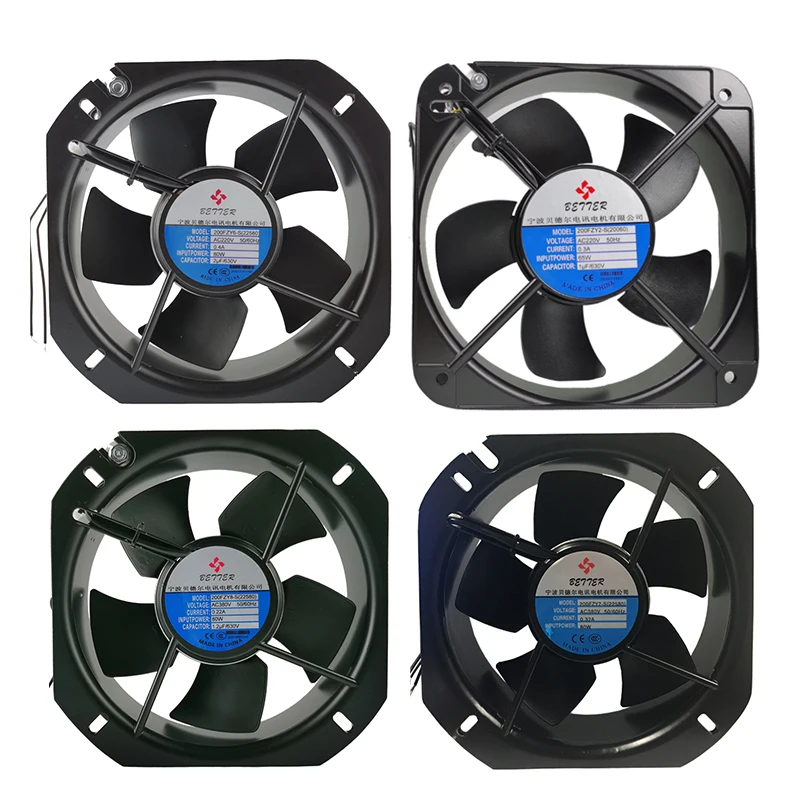 Industrial Axial Flow Cooling Fan Beder 20060 22580 225x225x80mm 200FZY2-S/3-S/6-S/7-S/8-S AC220V 380V 0.3A 0.4A Exhaust Fan