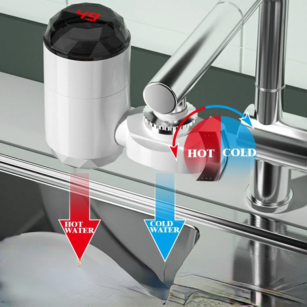 Kitchen Water Heater Tap Instant Hot Water Faucet Heater Cold Heating Faucet Tankless Instantaneous Water Heater