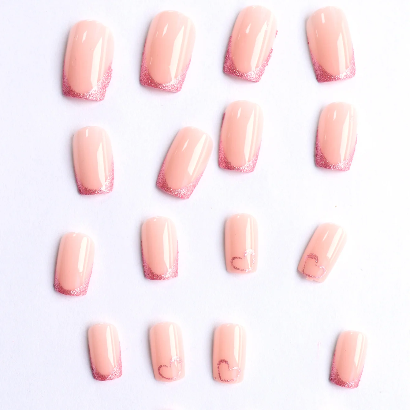 Faux ongles carrés moyens, ongles français brillants, ongles en acrylique adaptés aux filles et aux dames, 24 pièces