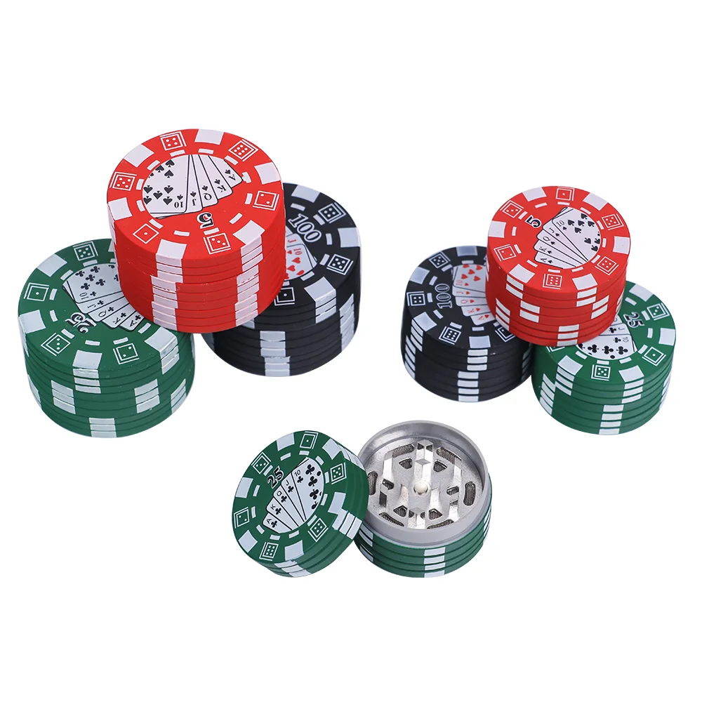 

40/50mm Poker Card Style 3 Layer Metal Herb Grinder with Card Slot Compact Portable Smoking Accessories