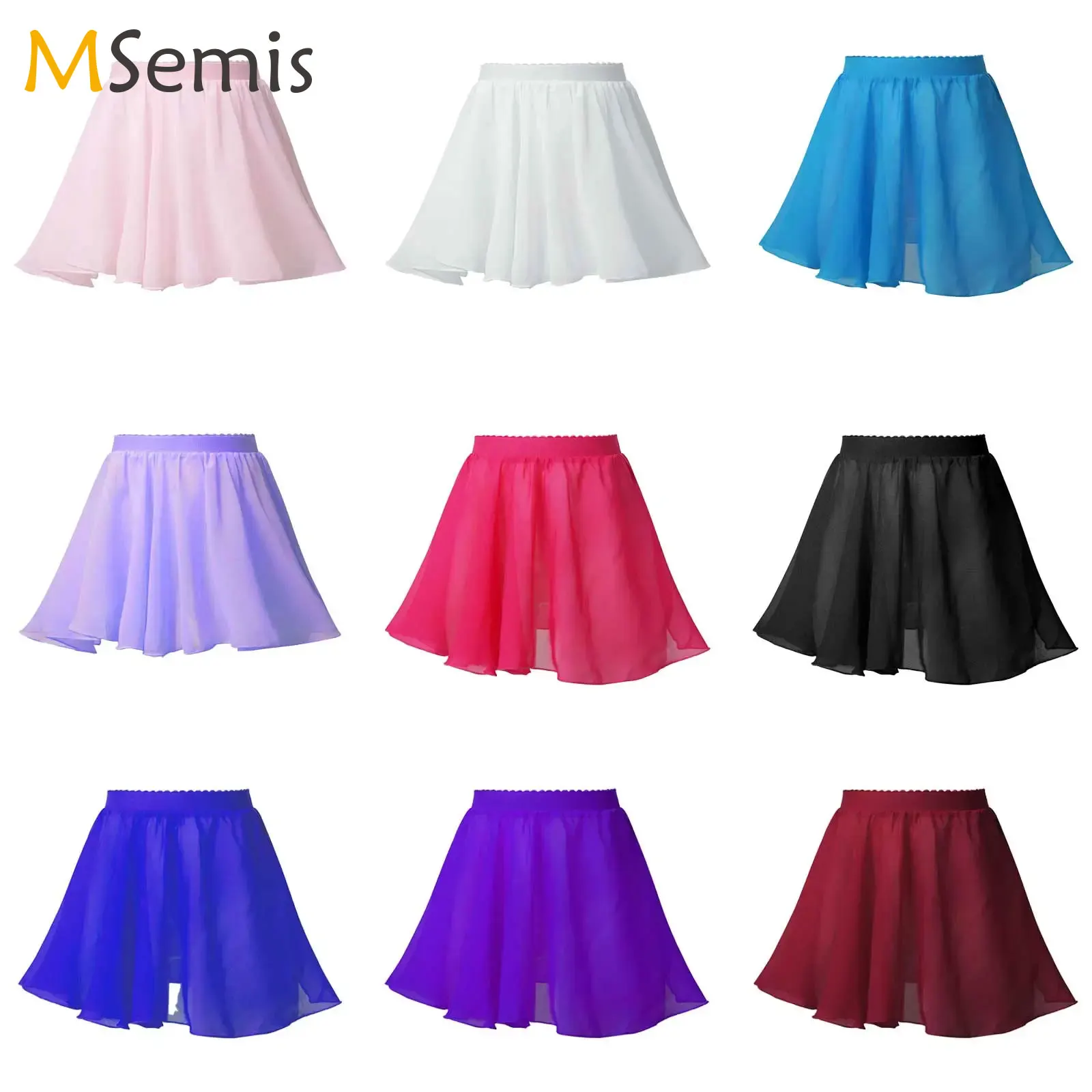 Kids Girl Stylish Ballet Leotard Dancewear Skirts Solid Color Chiffon Veil Skirt Professional Ballerina Practice Dance Costume