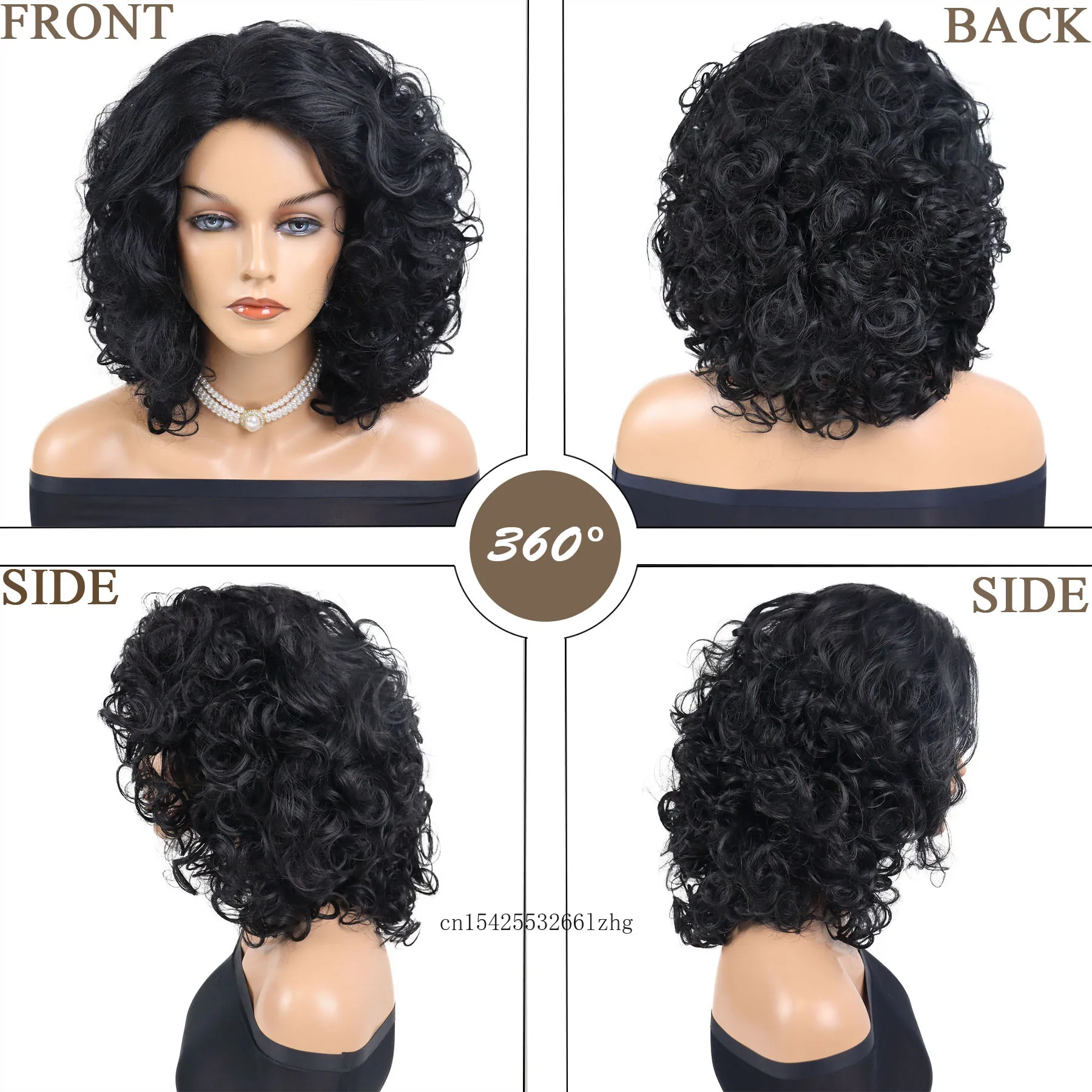 Wig pendek sintetis gnimemil untuk wanita Wig keriting Afro hitam Wig wanita sehari-hari rambut halus alami Wig Cosplay wanita tahan panas