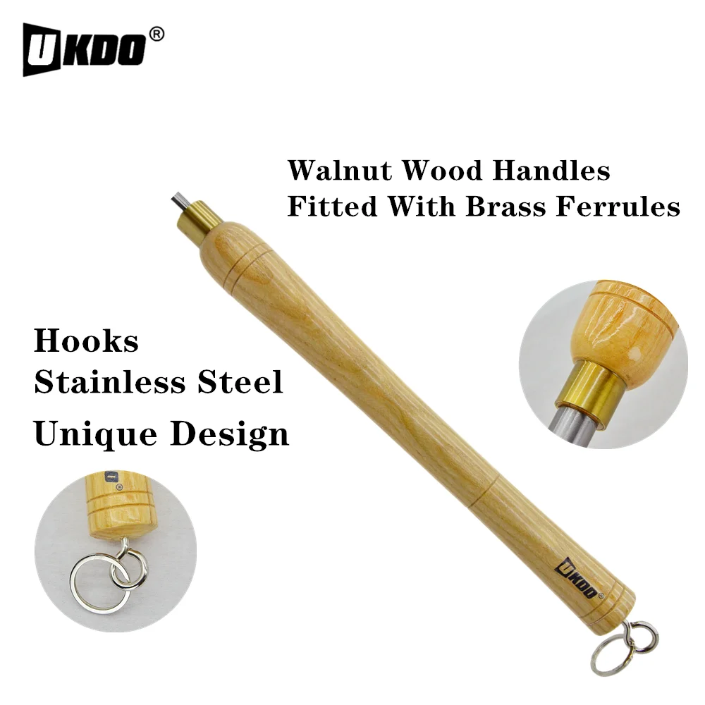 UCDO 16mm Woodturning Tools Spindle Gouge HSS V Shaped Flute Wood Turning Roughing Chisels With Hanging Loop for Lathe