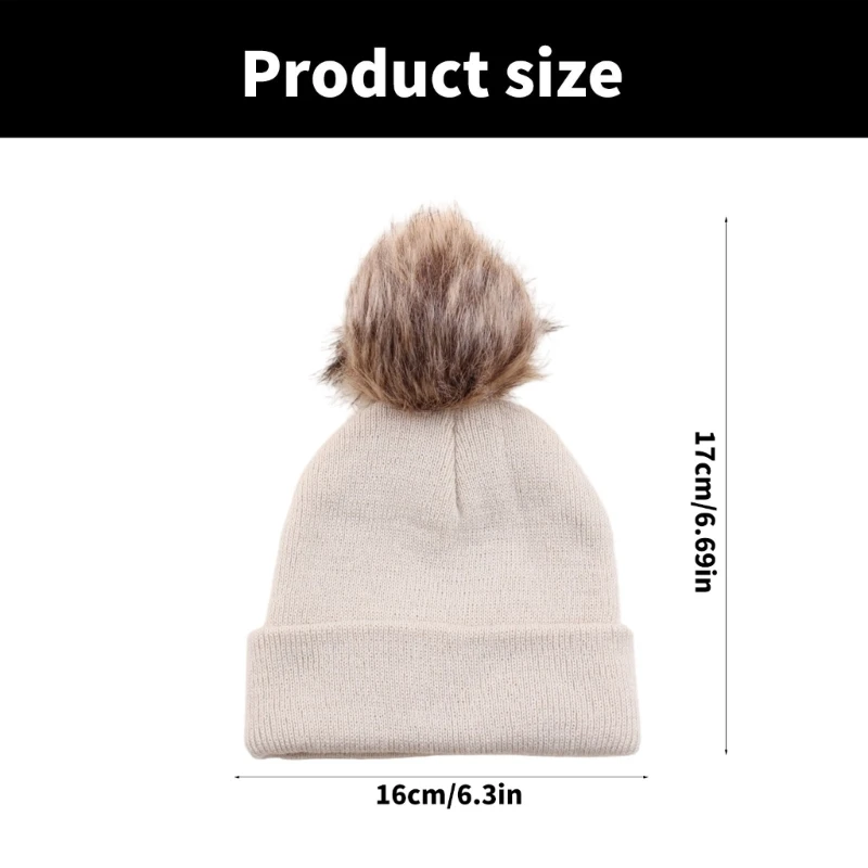 Wool Caps for Infant 0-24 Months Elastic Crochet Hat with Pompoms Bonnet Caps W3JF image 6