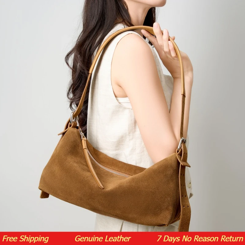 Crossbody bag women's suede leather portable women's light luxury commuting new shoulder bag niche high-end underarm bag