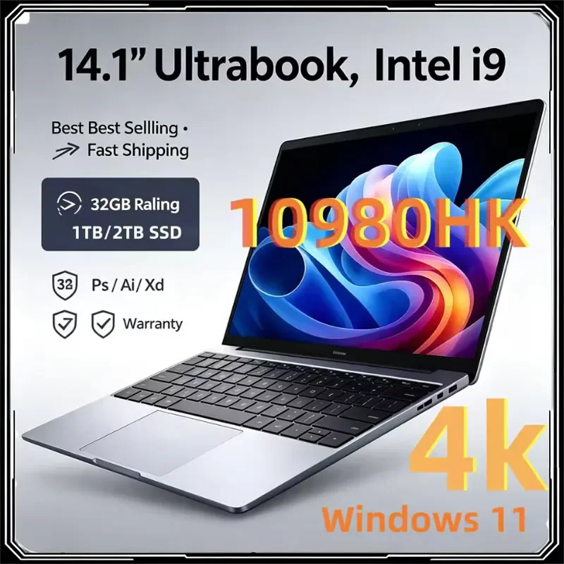 Intel Core i9 10980HK 14.1 inch laptop 16GB RAM 2TB SSD Windows 11 Por Office PC Notebook computer Portable Gaming laptops