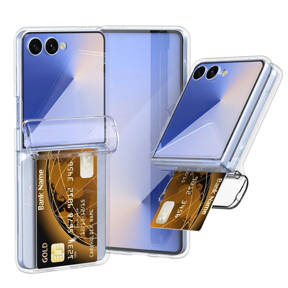 Für Samsung Galaxy Z Flip 7 fe 6 5 4 3 Brieftasche Fall mit Kartenhalter Scharnier Schutz Flip7 Flip6 Flip5 Flip4 5G Telefon Abdeckung