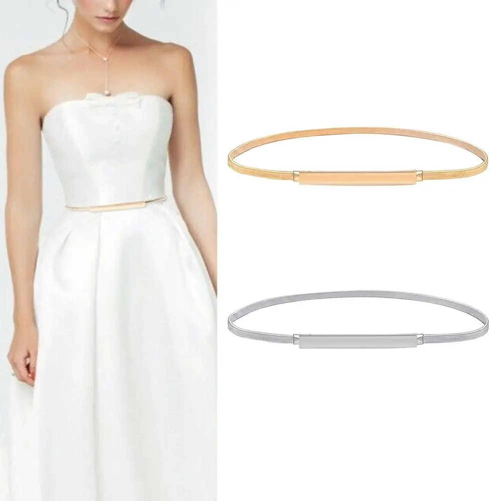 

Women Stretch Ladies Thin Skinny Waistband Belly Waist Band Ladies Dress Cummerbands Metal Elastic Belt