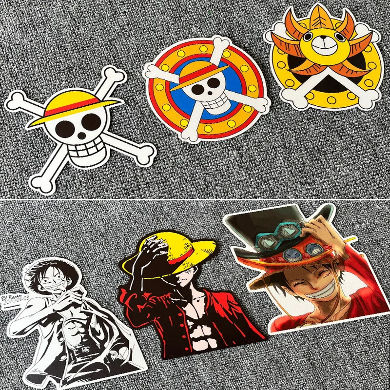 ONE PIECE Anime Reflective MagneticSticker Car Decoration MonkeyD Luffy Roronoa Zoro Magnetic StickerChildren\'s Toy BirthdayGift