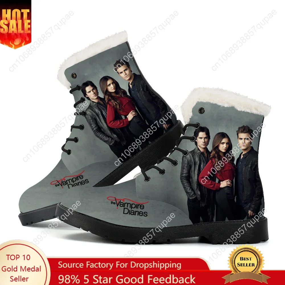 

The Vampire Diaries Plush Boots Damon Salvatore Mens Womens Teenager Shoes Casual Boot Light High Quality Couple Customize Shoe