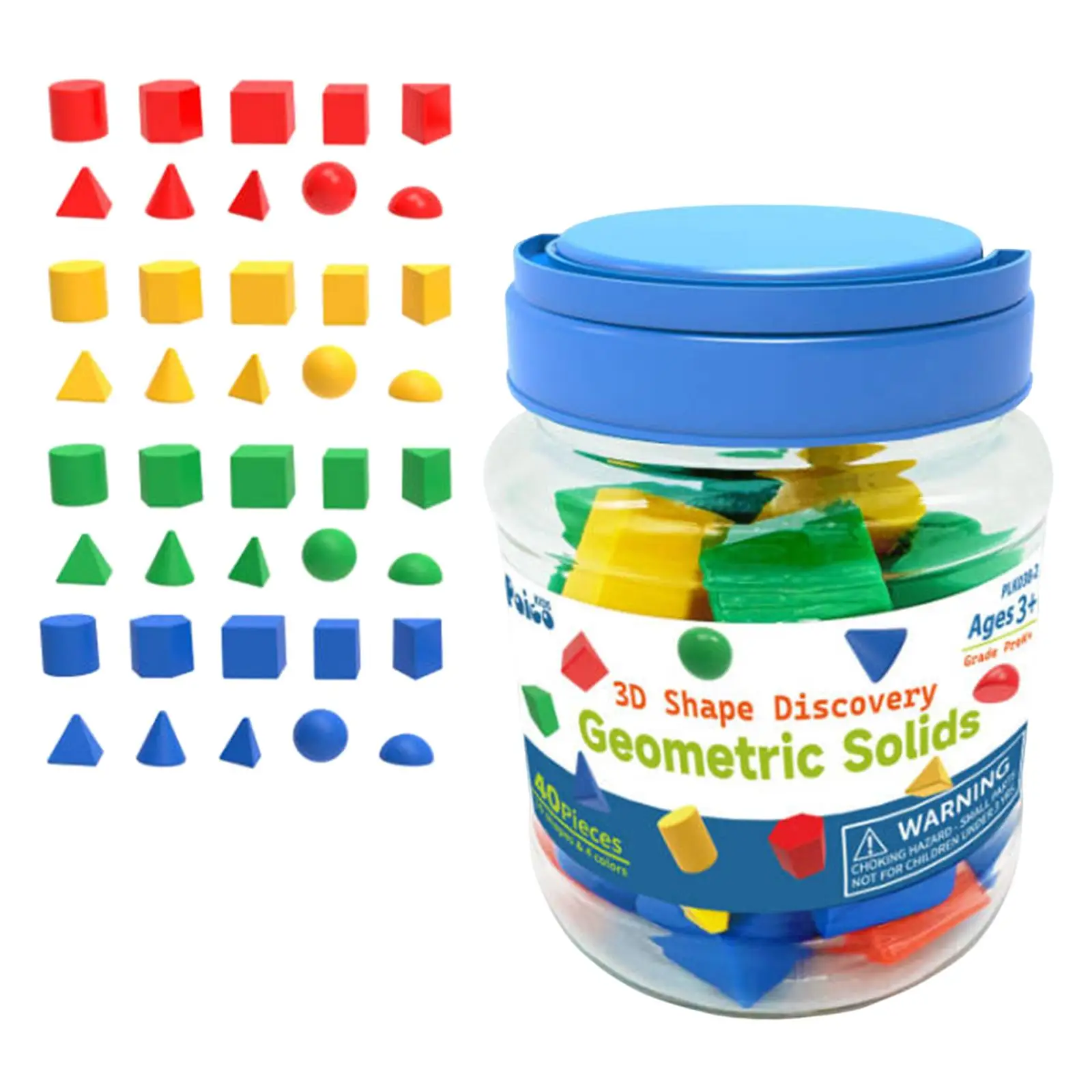 40 Pieces 3D Shapes Patterns Math Learning Sensory Toys Geometric Shapes Blocks for Playroom Home Activity Teaching Travel