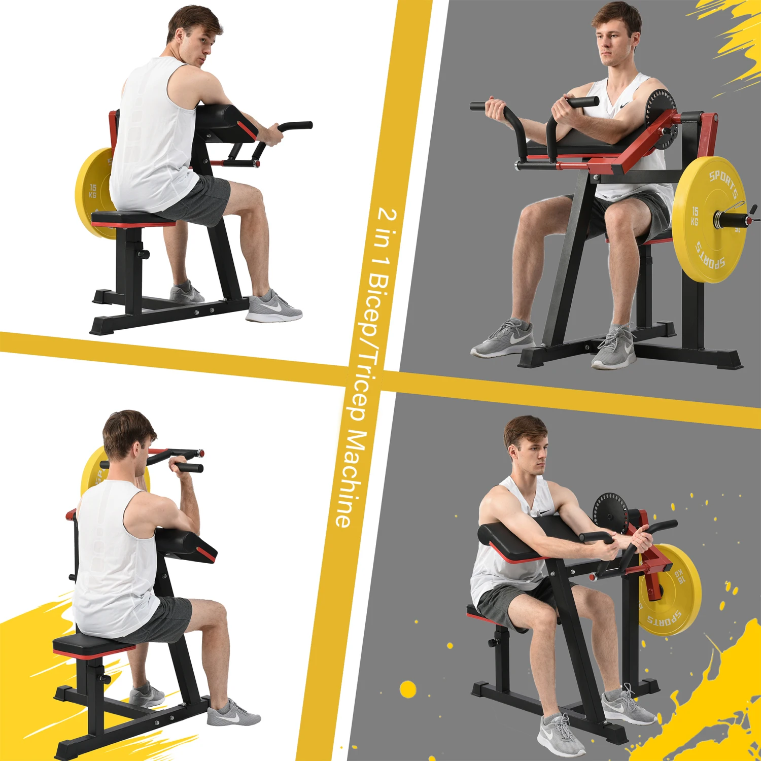 Adjustable Seat Bicep Tricep Curl Machine - Home Gym Equipment