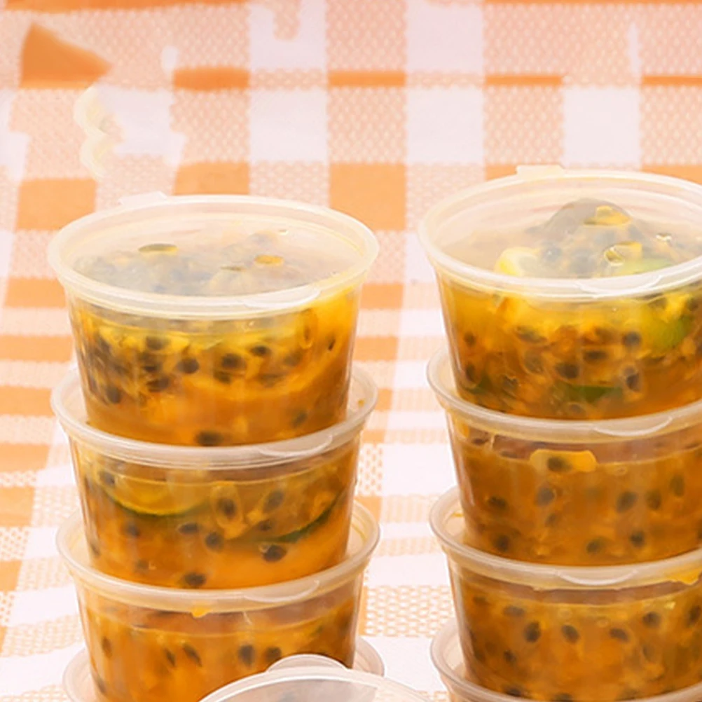 

100Pcs Sealing Sauce Takeaway Boxes Plastic Condiment Containers Disposable Sauce Cups with Lids for Appetizers Salads Fries