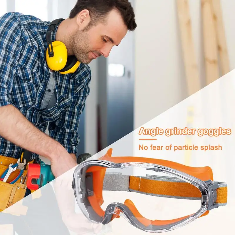 Construction Goggles For Men Angle Grinder Goggles Anti-Fog Woodworking Eyewear Anti-Splash Welding Safety Glasses Dustproof For