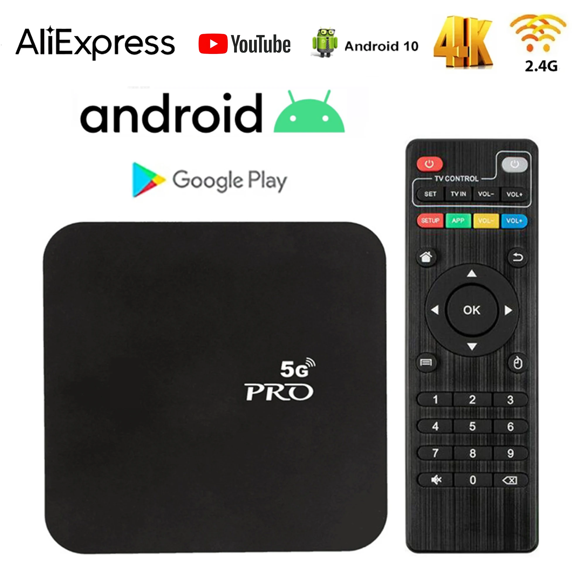 Globalna wersja 2024 Android 10 Smart TV Box Kino domowe Dekoder TV 4K HDR10 2.4G WIFI YouTube Streaming Media Player