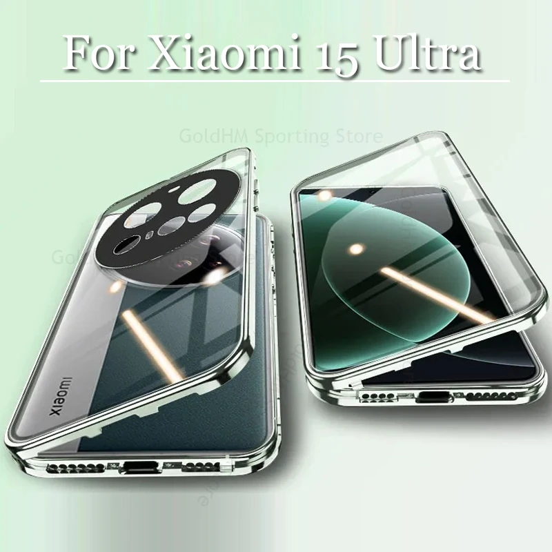 

Cover For Xiaomi 15 Ultra 14 Pro Phone Tempered Glass Case For Mi 14 Ultra 13 12S 15 360° Double Sided Film Magnetic Flip Cover