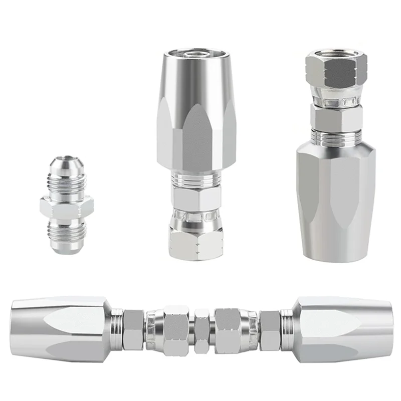 

4PCS Hydraulic Fittings, Reusable Hydraulic Hose Repair Fittings Kit, 1/2Inch 3/8Inch 1/4Inch