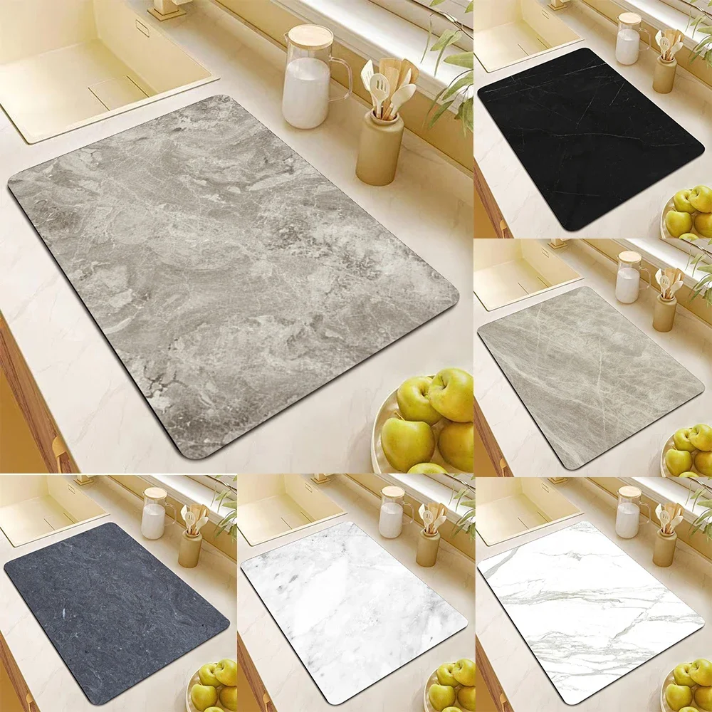 VIKAMA-alfombrilla de drenaje de mármol para cocina, almohadilla de secado de platos para encimera, absorbente de agua de secado rápido, antideslizante, accesorios de cocina