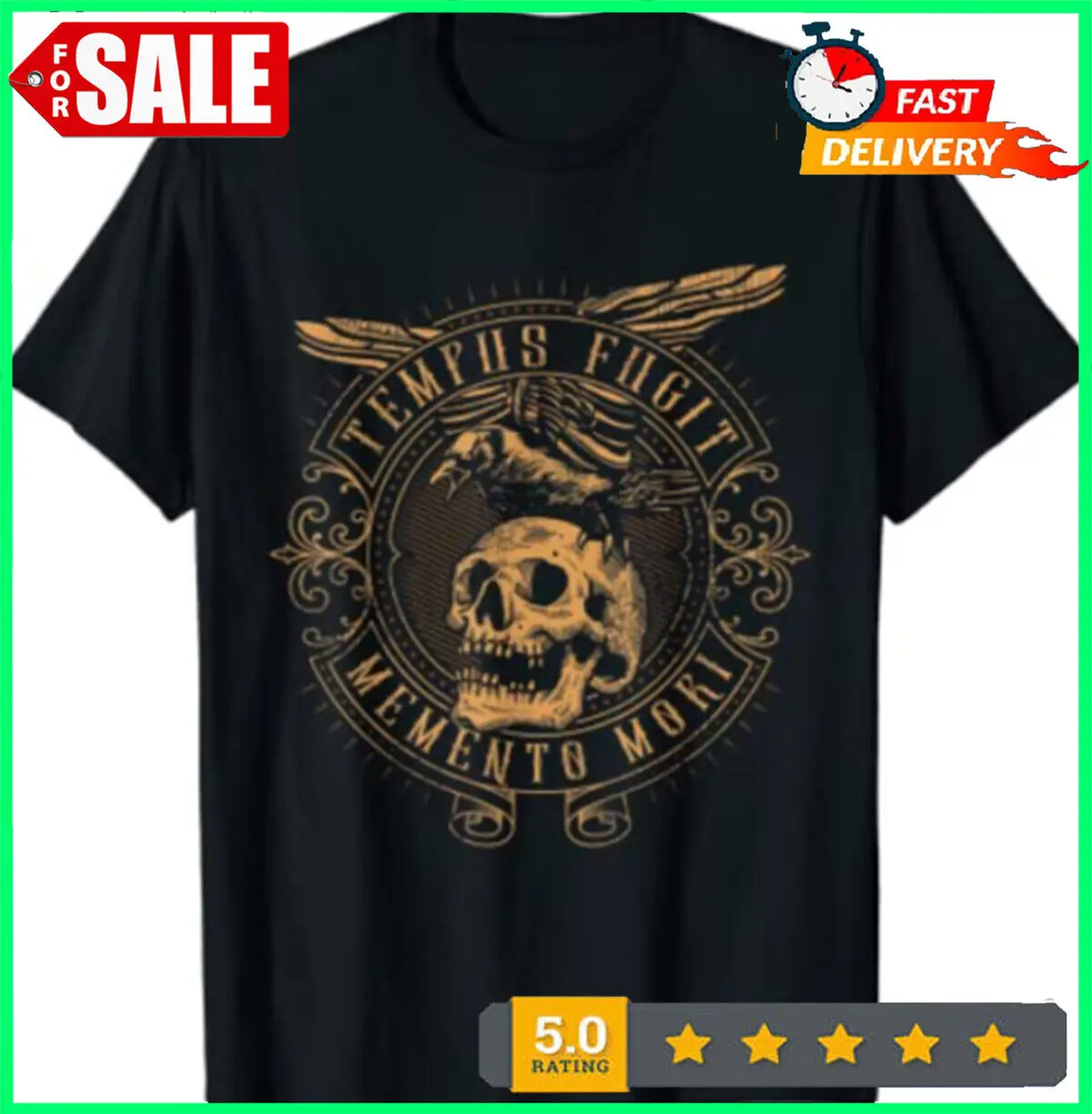 Tempus Fugit Memento Mori Latin Phrase T-Shirt Size S-5XL