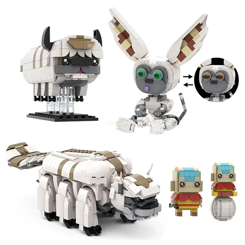 MOC Anime Lasted Airbendered MOMO Bison Beast Apas Aangs Brickheadz Building Block Animal Action Figure Model Brick Toys Gifts