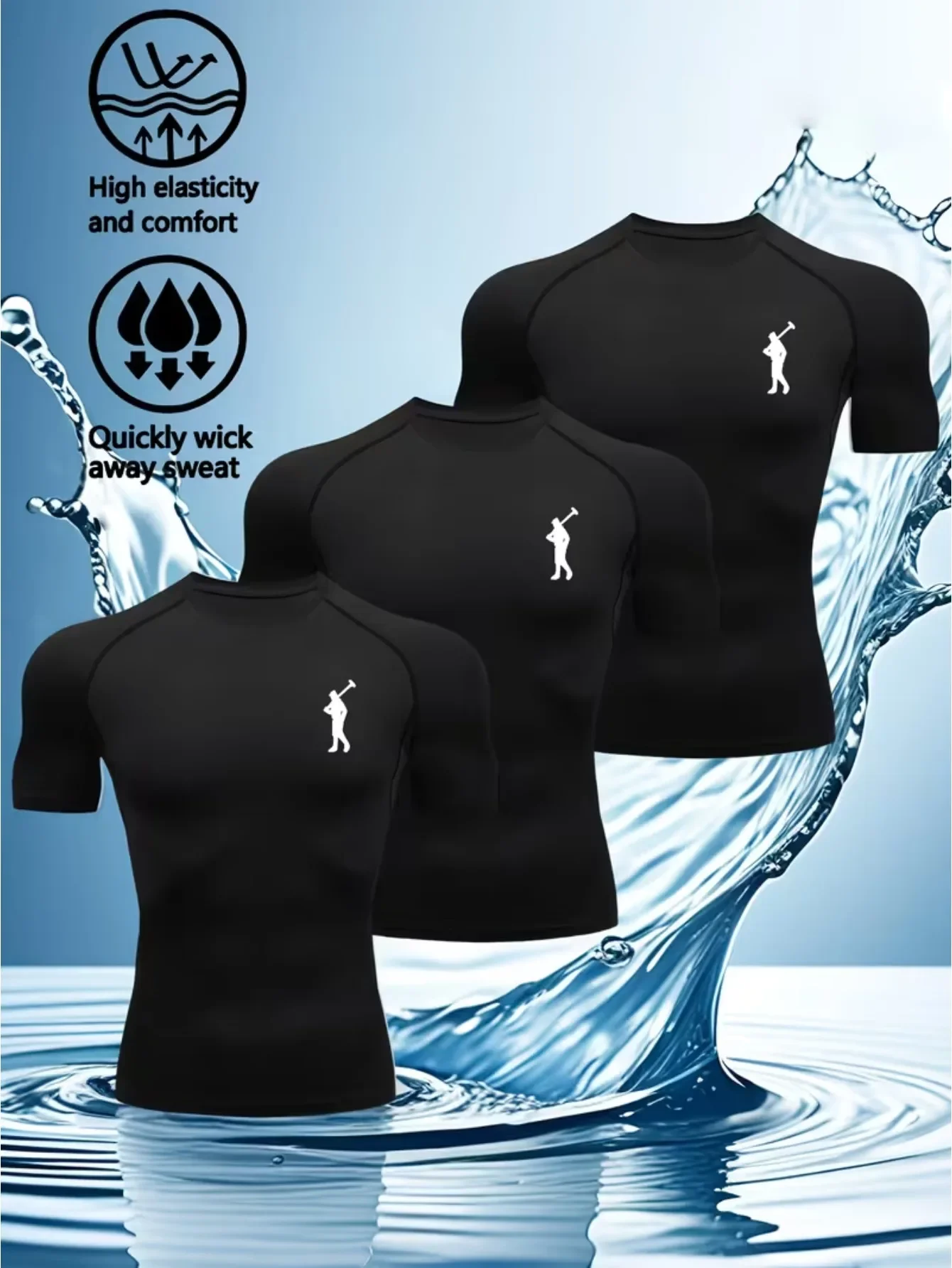 Triplet Men's Compression Printed T Shirt Summer Sportswear Running T-shirt Elastic Quick Dry Sport Gym Fitness TShirts Men