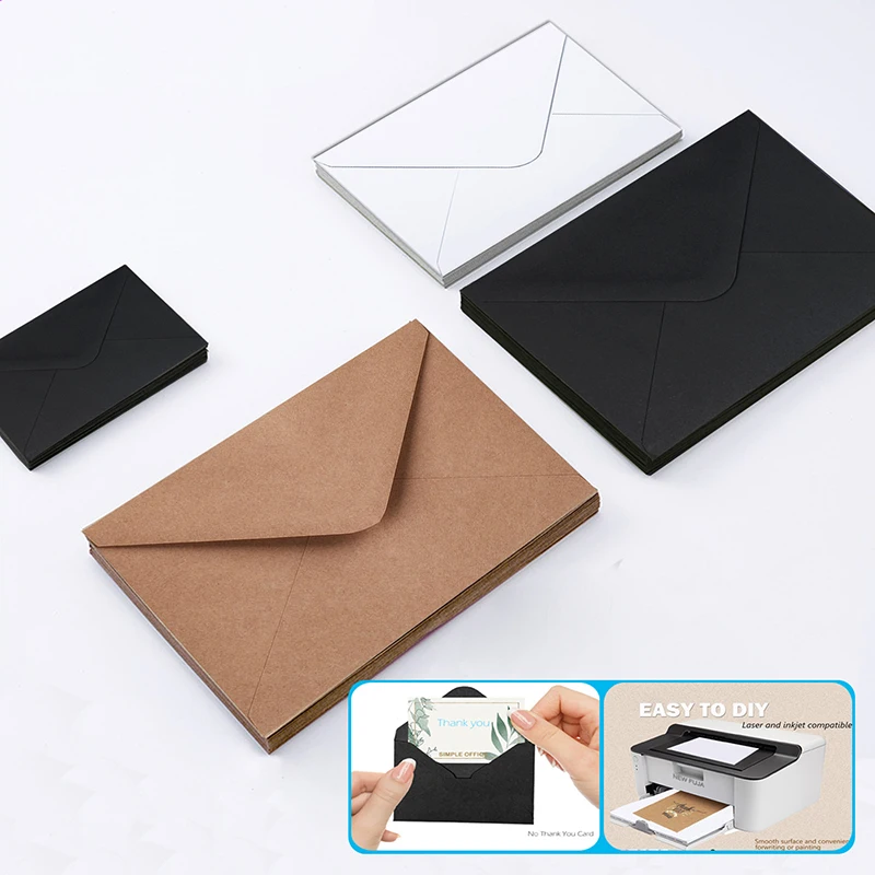 50 個 A7 クラフト紙封筒黒 183 × 133 ミリメートル結婚式招待状ビジネスサプライポストカードギフトボックス包装収納文具