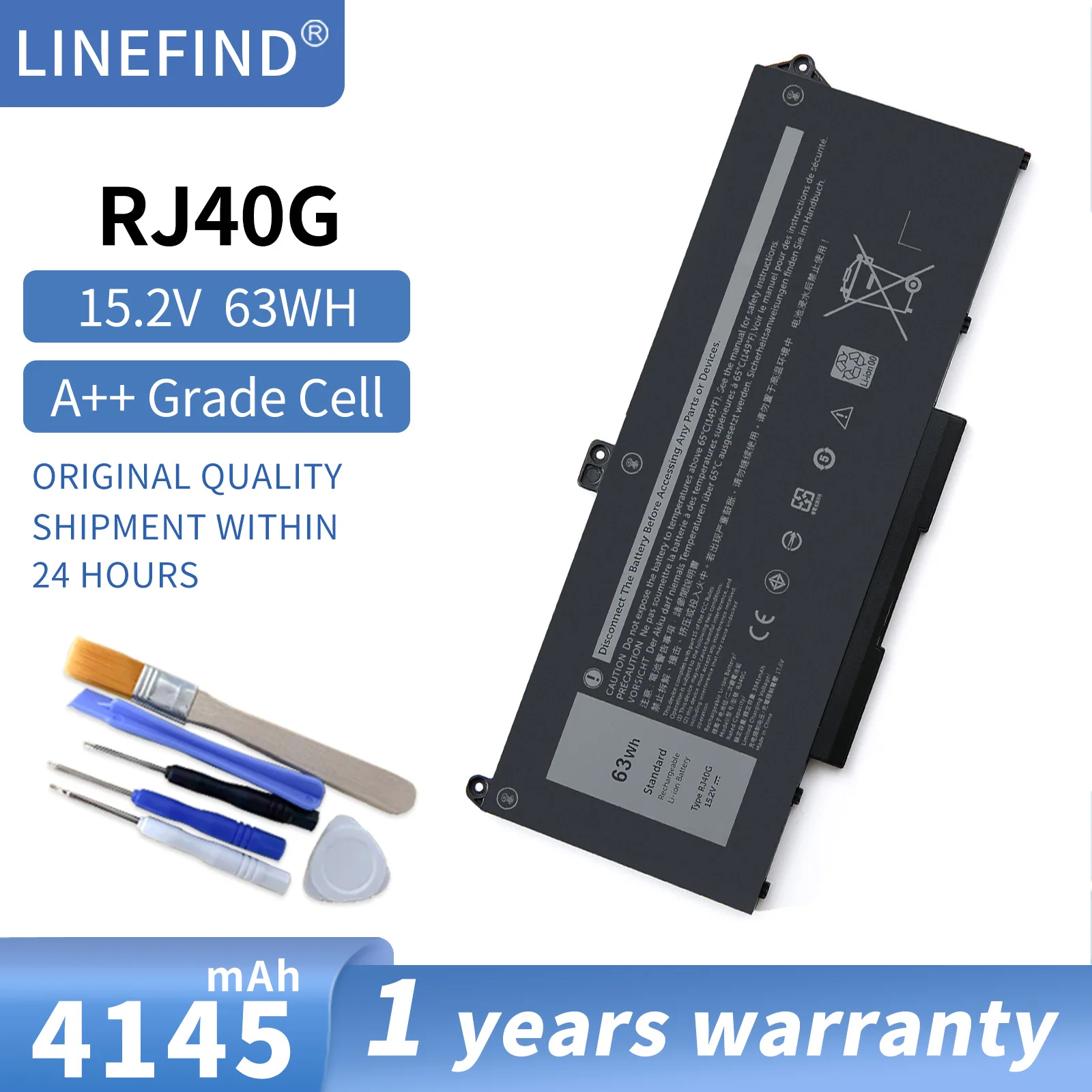 

Laptop Battery RJ40G 15.2V/63Wh/3941mAh For Latitude 14 5420 15 5520 Precision 15 3560 075X16 Series Notebook