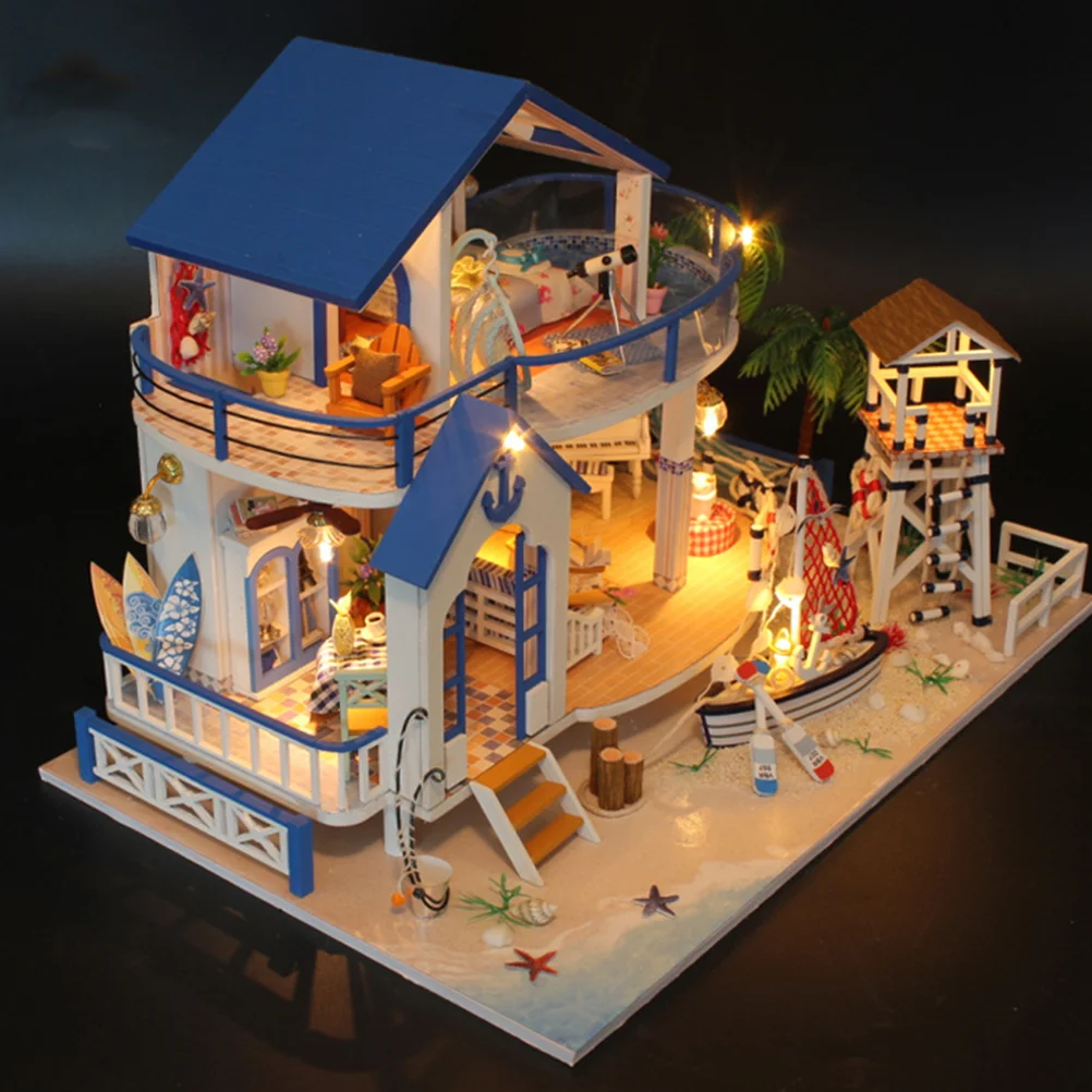 Architectural Model Miniature Villa Assemble Toy DIY House Manual Wooden Assembled Ornament