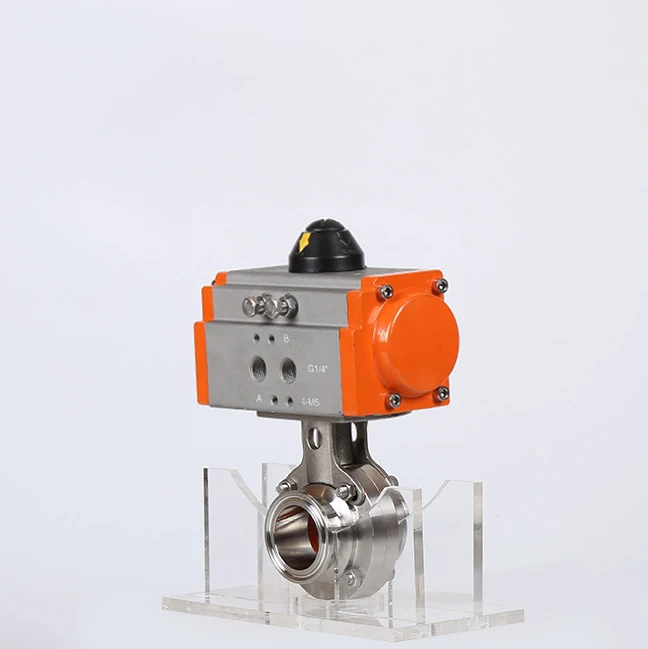 2 Inch High Temperature Tri Clamp Food Grade Stainless Steel 316L Pneumatic Actuated Sanitary Butterfly Valve