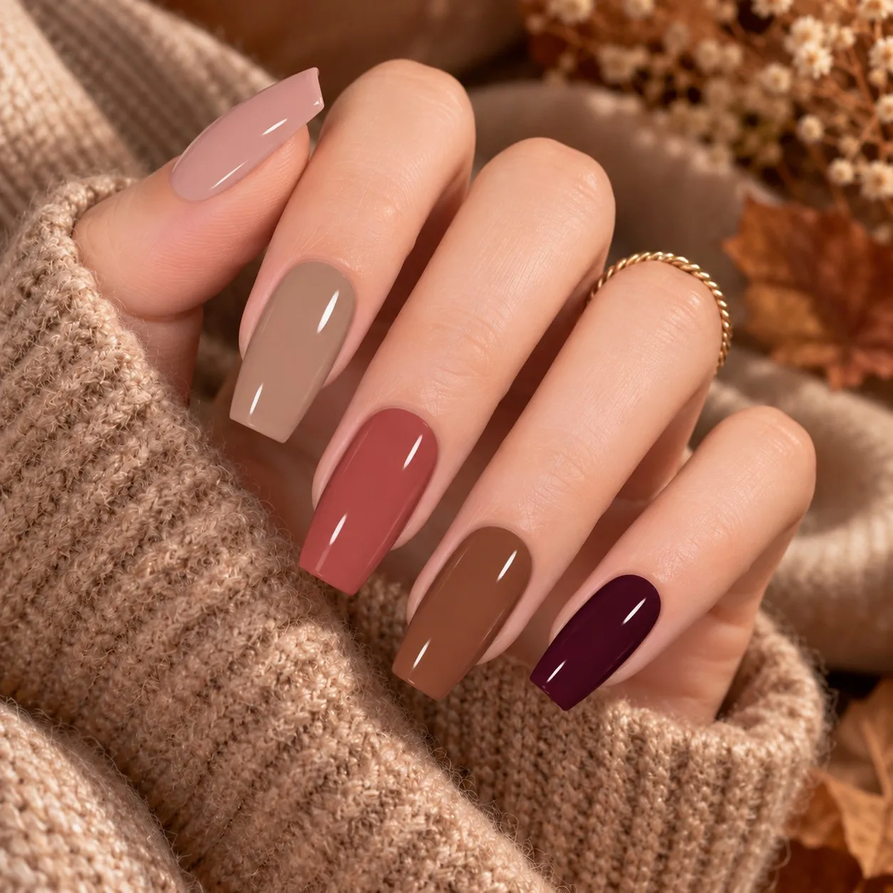 Caramel Nude Brown 6-Color Nail Polish Gel Set, Salon-Grade High-Quality Phototherapy Gel, Nude Pink, Light Coffee, Caramel Red Brown, Dark Coffee, Wine Red, Uv/Led Removable, Smooth and Even Color Application, High Gloss, Scratch-Resistant, Non-Fading, Natural Whitening Nail Set for Autumn and Winter