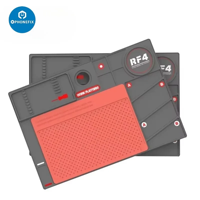RF4 RF-PO2 BGA Alas Solder Silikon Antistatis Tahan Panas 260X380MM Platform Pemeliharaan Mikroskop Bantalan Perbaikan Elektronik