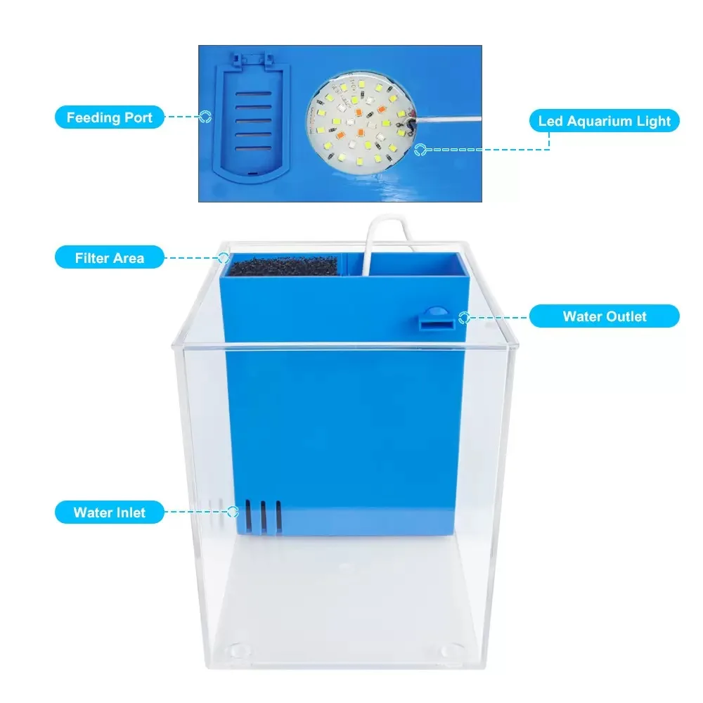 Transparent Landscape Mini Desktop Tank Water Scene Transparent Ecological Colorful Automatic Recirculation Backfilter Tank - Detail 1