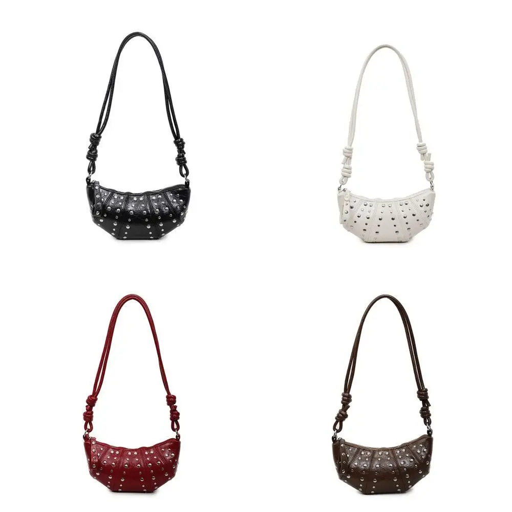 حقيبة كروسبودي حقيبة كتف كرواسون بني بلون المسامير بولي Dumplings حقيبة الزلابية حزمة صغيرة الكورية نمط فاسق حقائب اليد الفتيات #5