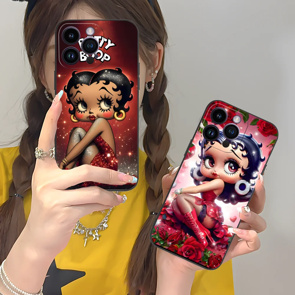 Mobile B-Bettys Phone Case for iPhone 16 15 14 13 12 11 X XR XS 8 7 Pro Max Plus Mini Black Smartphone Cover Cellphones