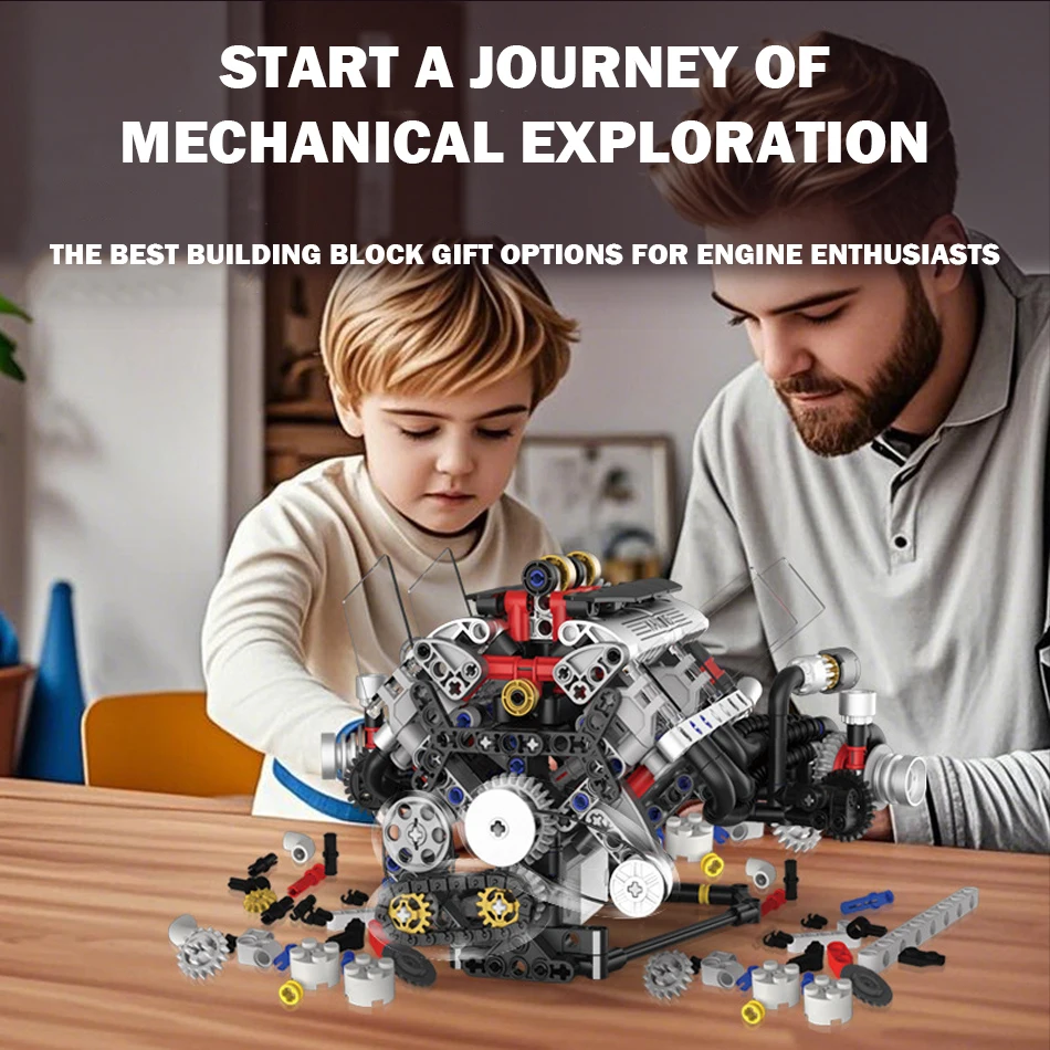 MOC supercoche F1 motorizado V8 modelo de bloques de construcción piezas de coche motor de accionamiento eléctrico montaje ladrillos juguete adultos niños regalo