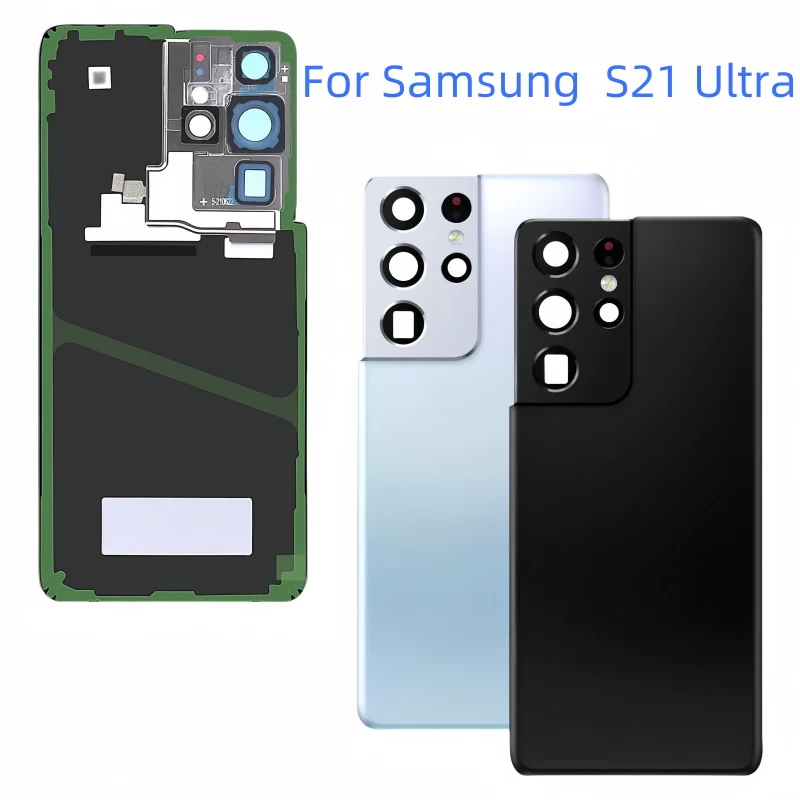 

For Samsung Galaxy S21 Ultra 5G SM-G998B/DS SM-G998U1 SM-G998N SM-G9980 Housing Middle Frame+Battery Back Cover With Camera Le