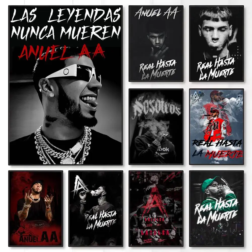 Póster de rapero A-Anuel AA Las Leyendas Nunca Manya, impresión artística de pared adhesiva, impermeable, para el hogar, sala de estar, Bar, decoración estética