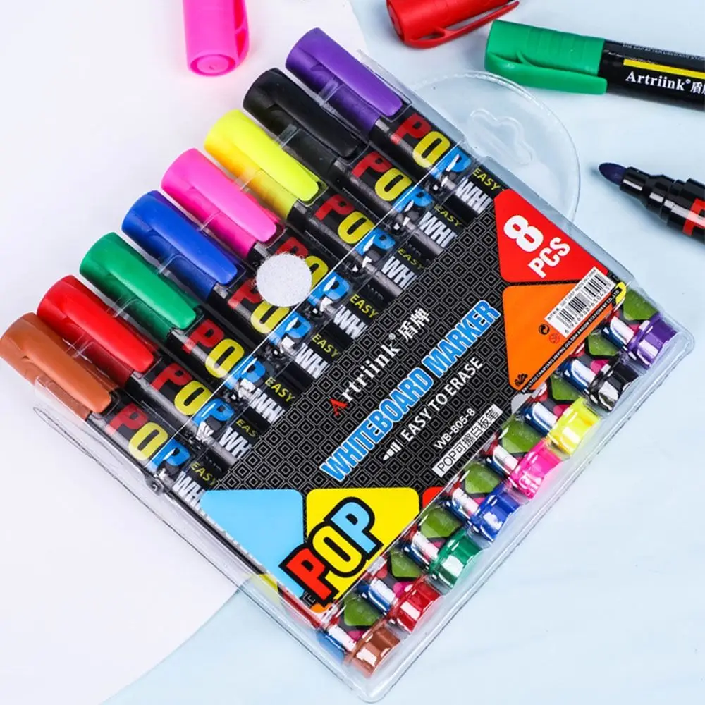 

8/12 Colors Whiteboard Markers Erasable Refillable Whiteboard Marker Set Marker Pen