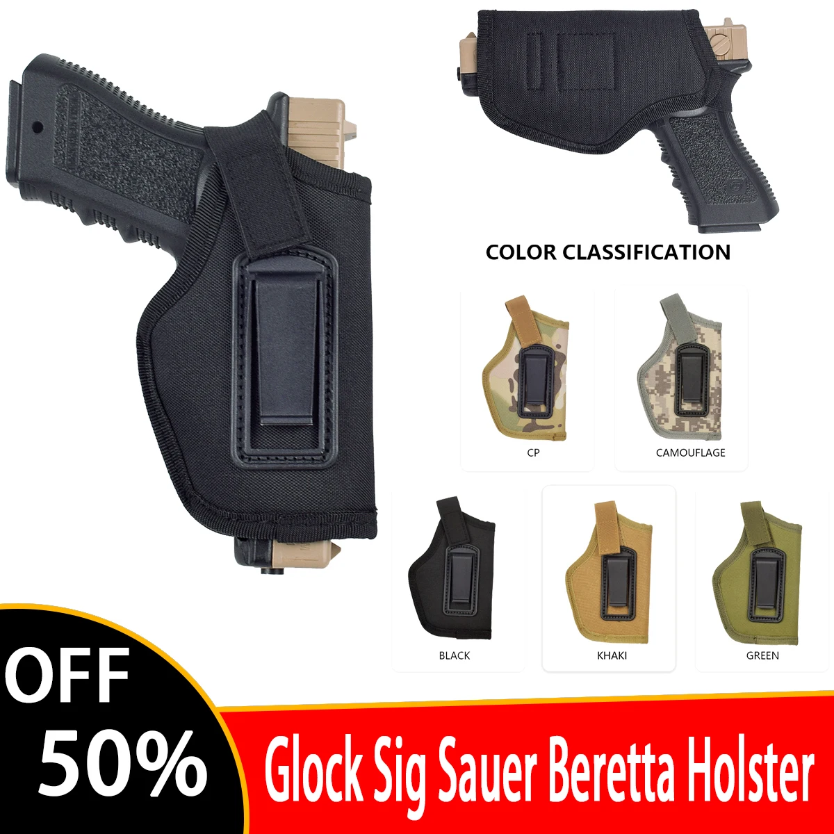 

Tactical Gun Holster Nylon Concealed Handgun Pouch for Glock Sig Sauer Berett Kahr Bersa IWB Holster Hunting Pistol Accessories