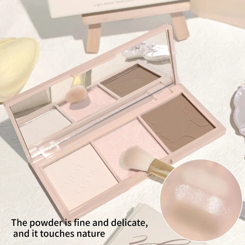 Three-Color Contouring Powder, Natural And Versatile Pearl, Matte, 3D Highlight And Shadow Powder Integrated