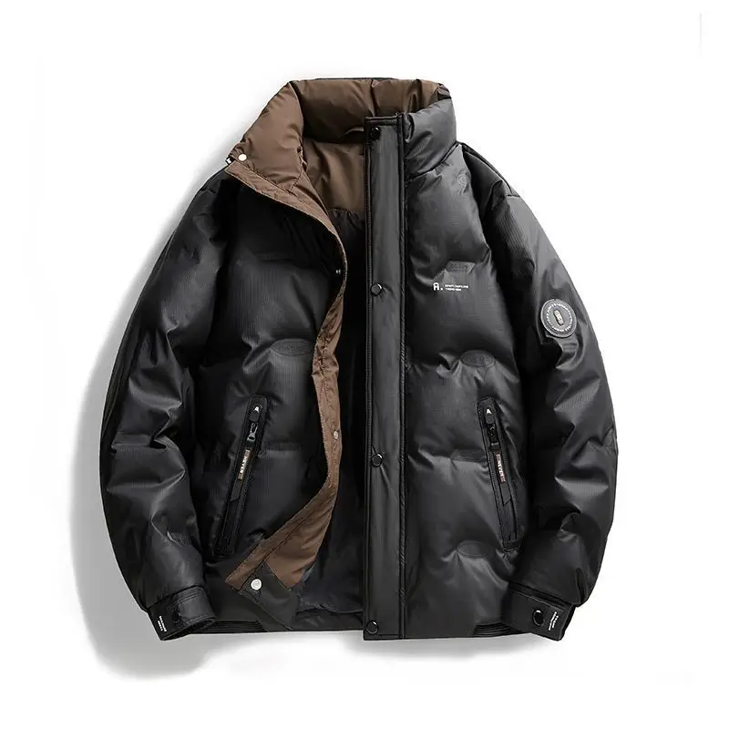 Warm stand-up collar down jacket men's winter new men's locomotive jacket windproof jacket trendy brand duck down