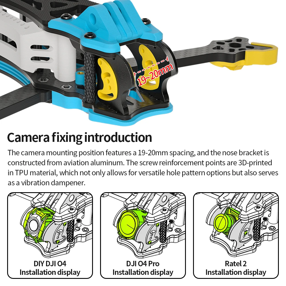 EVA5 PM bricolage FPV Freestyle drone cadre 5- pouces brasage au carbone et alliage d'aluminium DC/XH Drone cadre Compatible avec DJI O3 O4