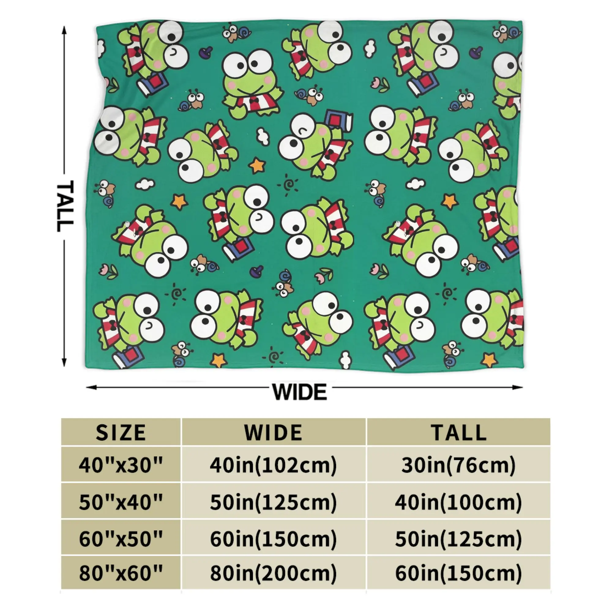 Simpatiche coperte Keroppi Decorazione in flanella Coperte sottili leggere multifunzione per divano Copriletto da esterno