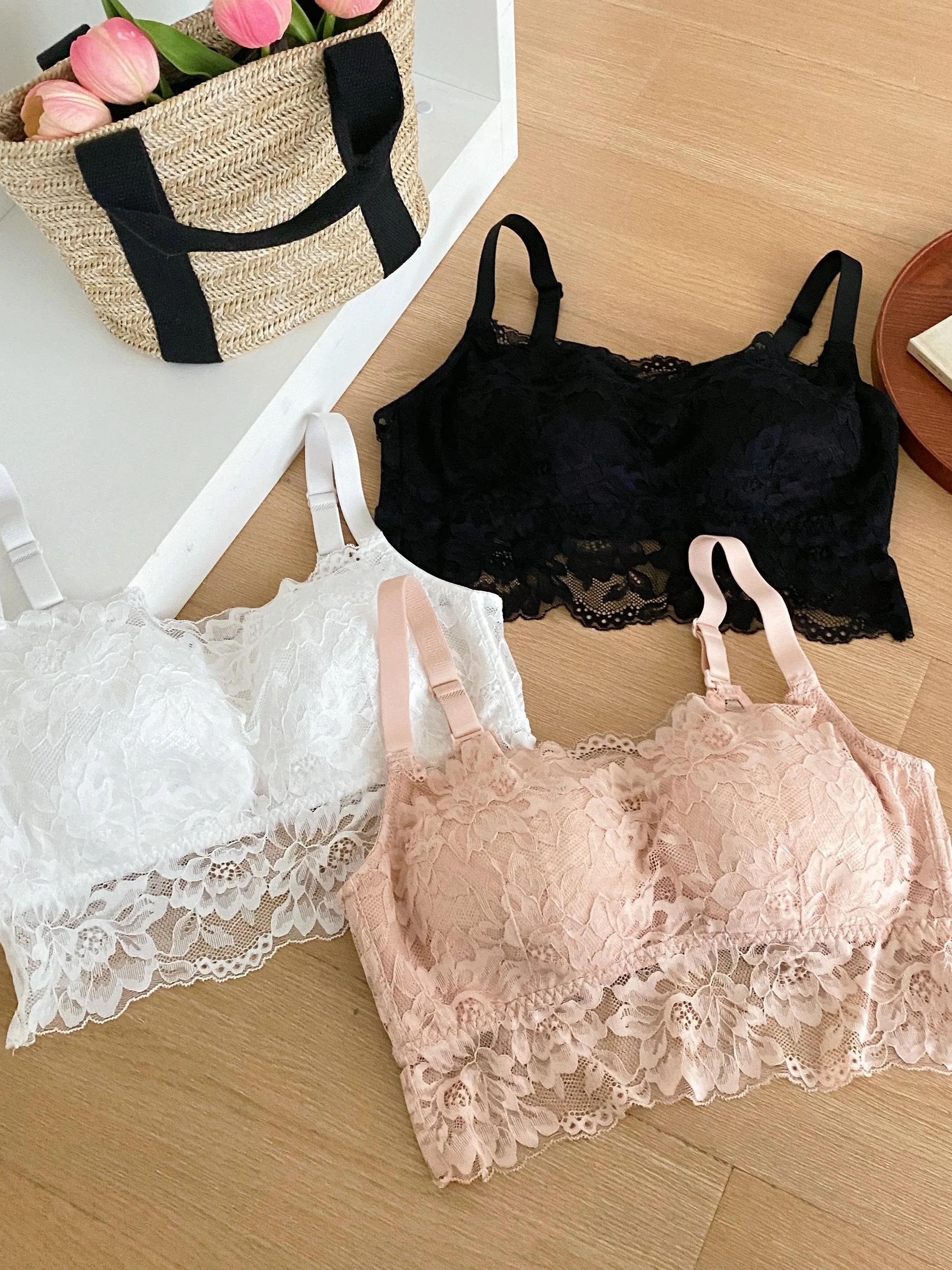 

Lace Full Cup Bra Large Size Women's Thin Anti-Sagging Underwear Inner Wear Conced Chest Wrap Trendy Daily Commute Sle