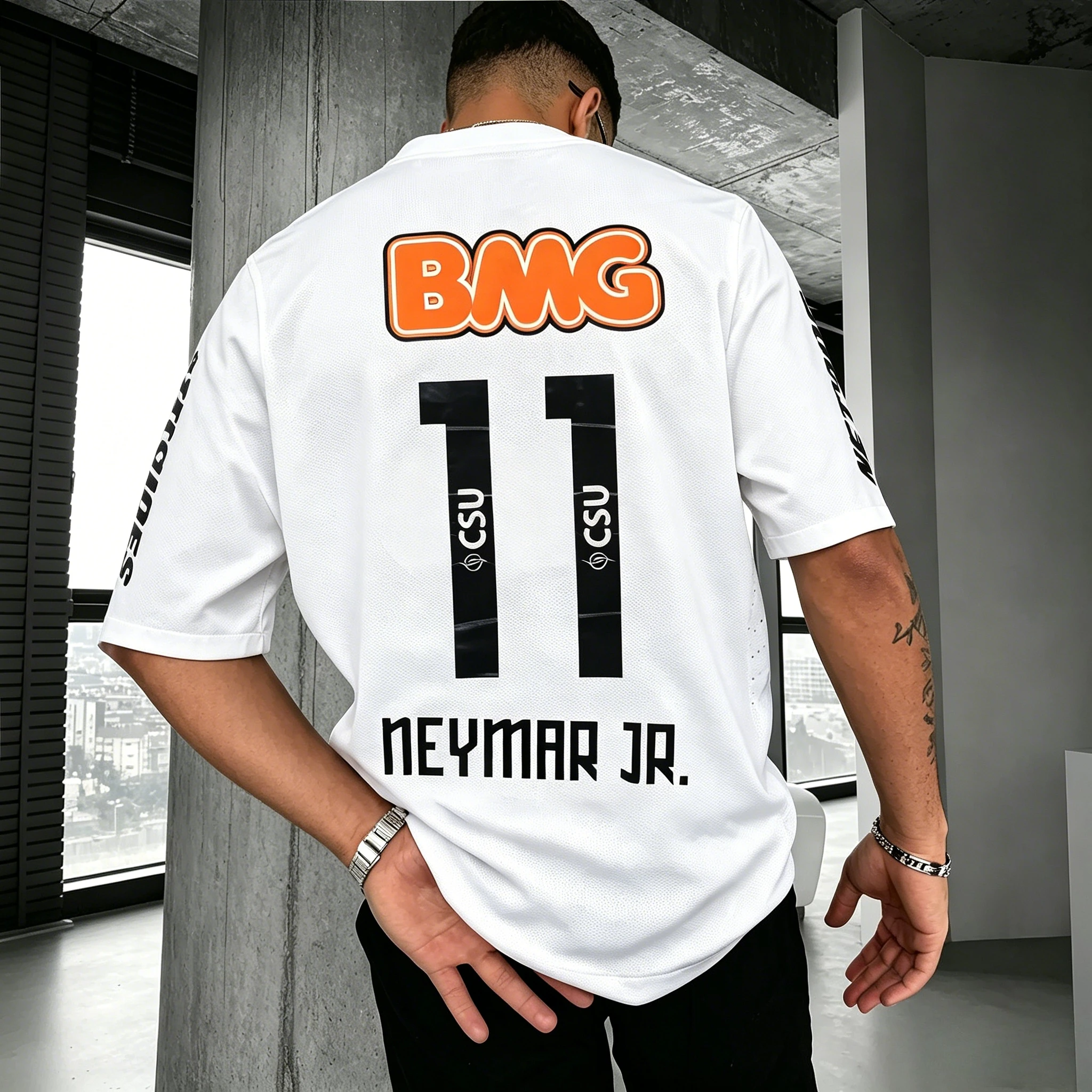 SummerClassic 11-12 Santossi Pure Cotton Football Shirt Retro Little Neymar Football Adult Men's and Women's Large Short Sleeves